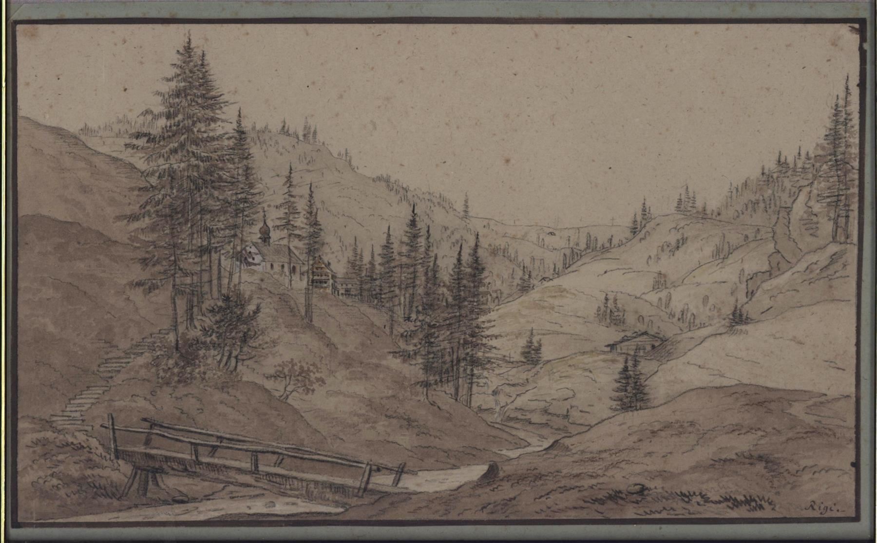 Rigi Original Zeichnung von Bullinger